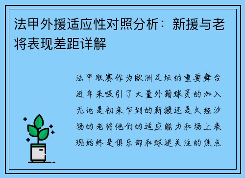 法甲外援适应性对照分析：新援与老将表现差距详解